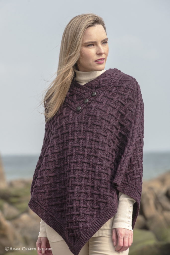 poncho violet en laine