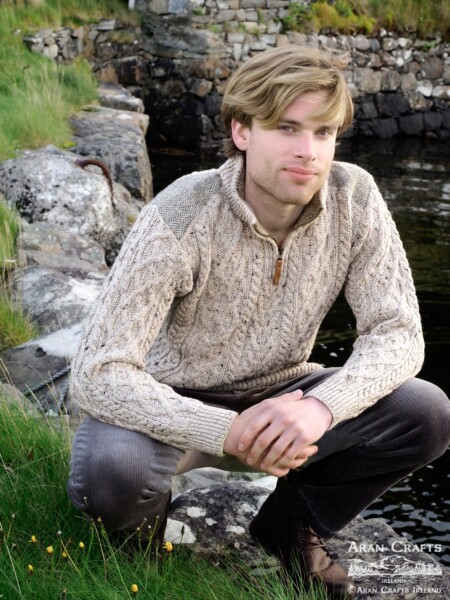 pull laine et tweed beige